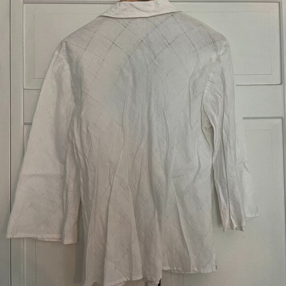 Nikki Valenti White 100% Linen Top - Picture 2 of 4